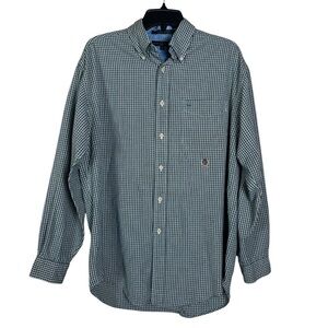 VTG Y2K Tommy Hilfiger Button Down Men’s M Green Check Crest Logo Preppy Shirt